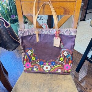 Embroidered Floral Tote Bag